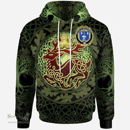ScotsTee Shop Irish House of MACDONNELL (Clare and Connacht) Coat of Arms Family Crest Ireland Hoodie The God of The Forest Hoodie