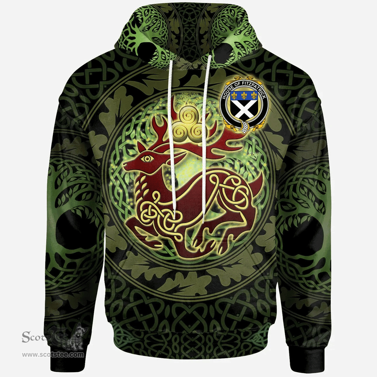 ScotsTee Shop Irish House of FITZPATRICK Coat of Arms Family Crest Ireland Hoodie The God of The Forest Hoodie
