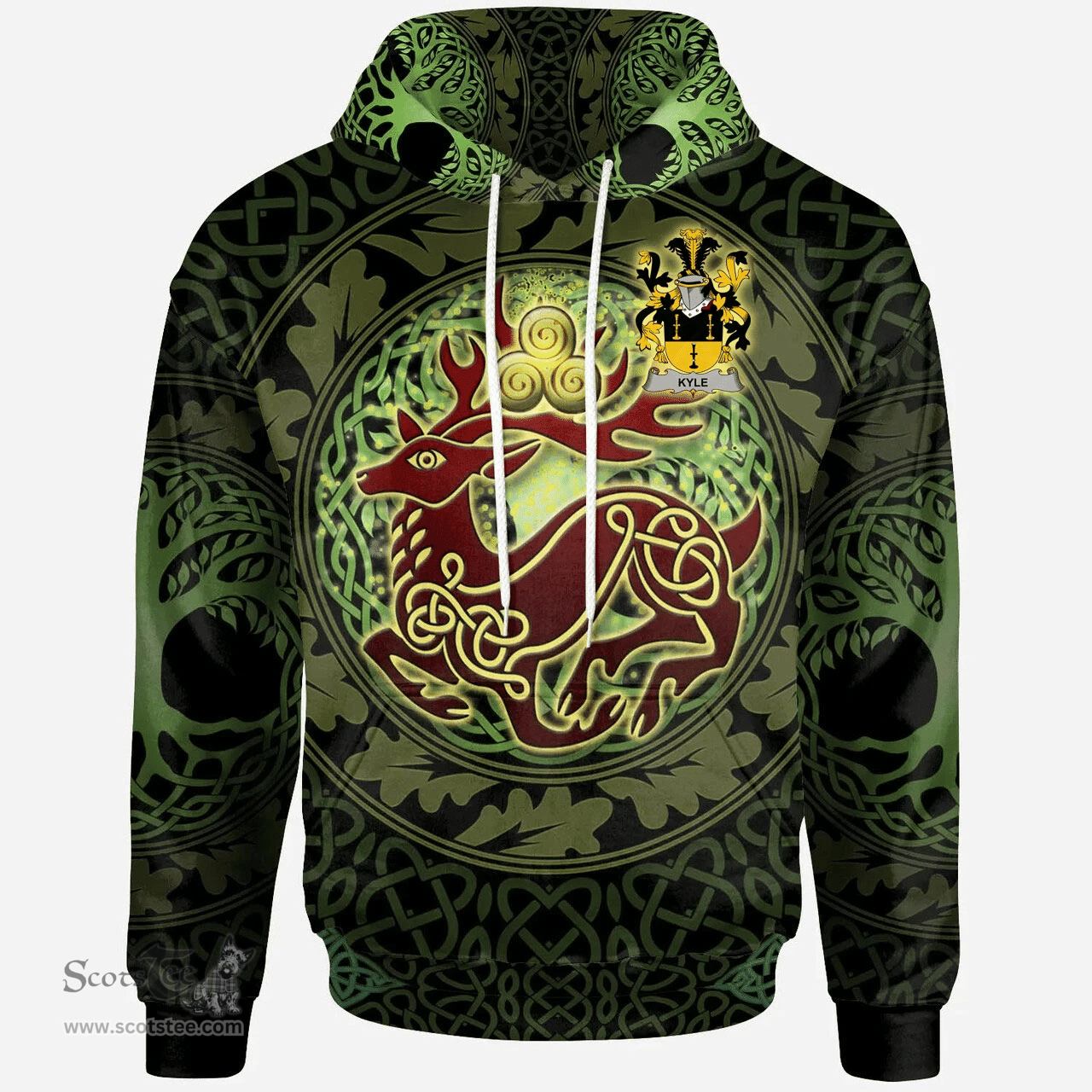 ScotsTee Shop Irish Kyle Coat of Arms Family Crest Ireland Hoodie The God of The Forest Hoodie