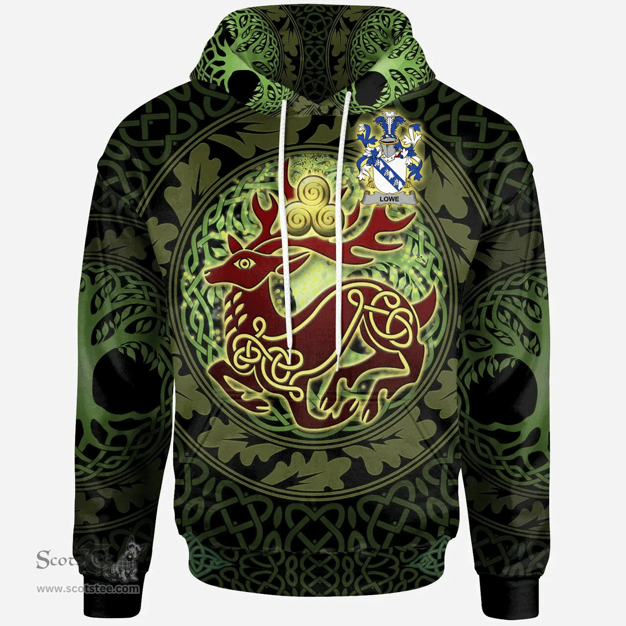 ScotsTee Shop Irish Lowe Coat of Arms Family Crest Ireland Hoodie The God of The Forest Hoodie