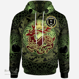 ScotsTee Shop Irish House of O'NEILAN Coat of Arms Family Crest Ireland Hoodie The God of The Forest Hoodie