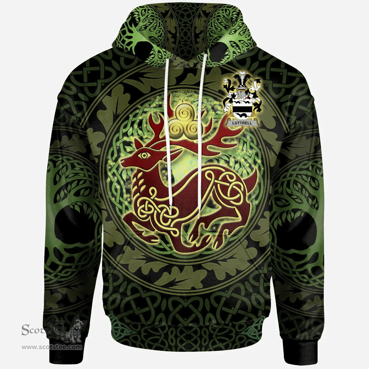 ScotsTee Shop Irish Luttrell Coat of Arms Family Crest Ireland Hoodie The God of The Forest Hoodie