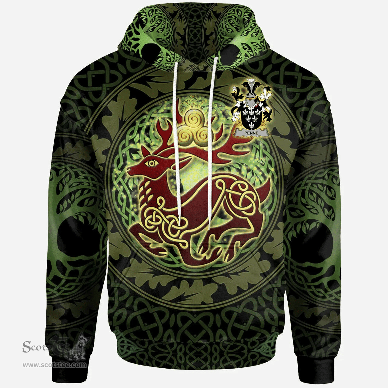 ScotsTee Shop Irish Penne or Penn Coat of Arms Family Crest Ireland Hoodie The God of The Forest Hoodie