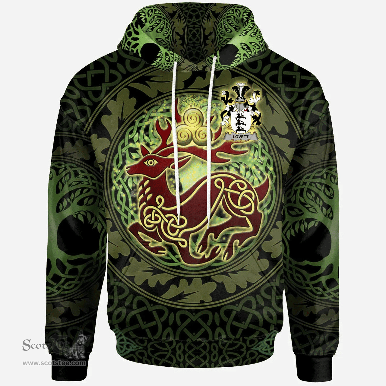 ScotsTee Shop Irish Lovett Coat of Arms Family Crest Ireland Hoodie The God of The Forest Hoodie