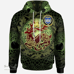 ScotsTee Shop Irish House of O'KELLY Coat of Arms Family Crest Ireland Hoodie The God of The Forest Hoodie