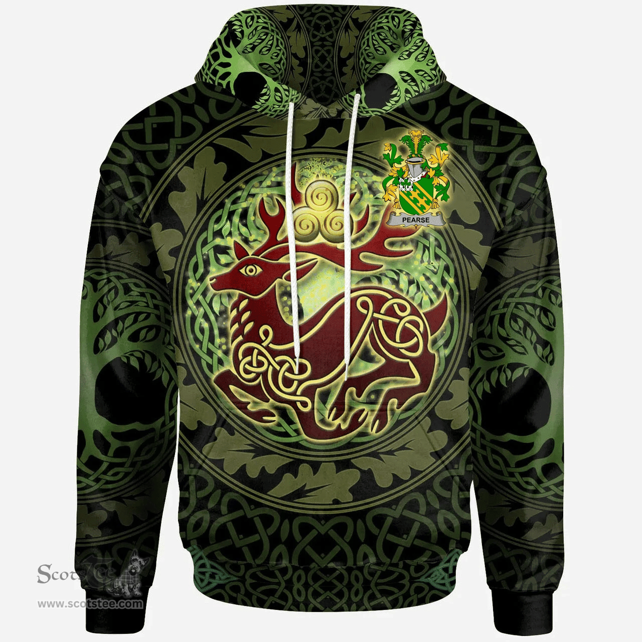 ScotsTee Shop Irish Pearse Coat of Arms Family Crest Ireland Hoodie The God of The Forest Hoodie