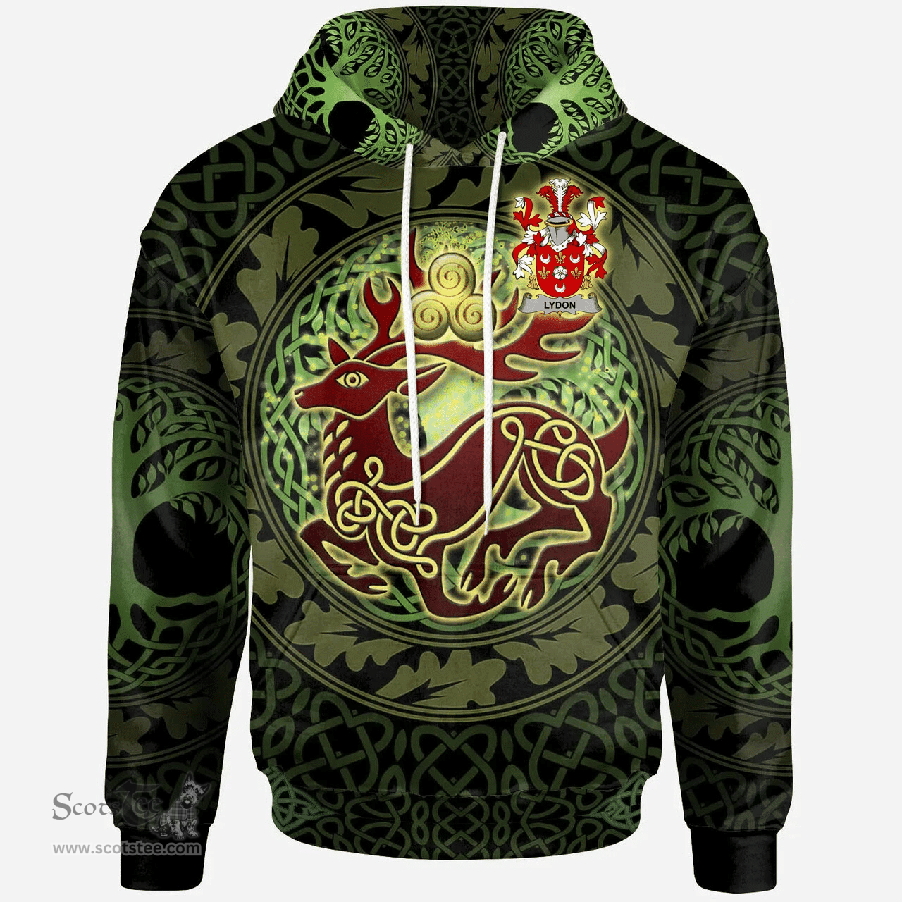 ScotsTee Shop Irish Lydon or Leyden Coat of Arms Family Crest Ireland Hoodie The God of The Forest Hoodie