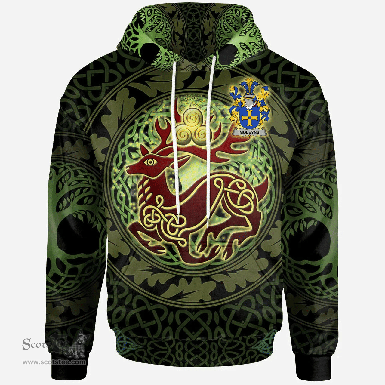 ScotsTee Shop Irish Moleyns Coat of Arms Family Crest Ireland Hoodie The God of The Forest Hoodie