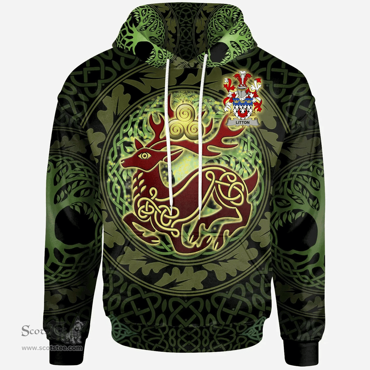 ScotsTee Shop Irish Litton Coat of Arms Family Crest Ireland Hoodie The God of The Forest Hoodie