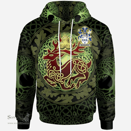ScotsTee Shop Irish McAuliffe Coat of Arms Family Crest Ireland Hoodie The God of The Forest Hoodie