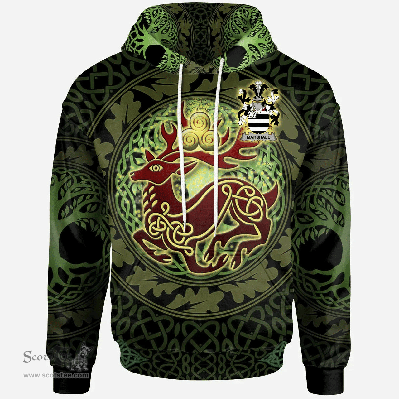 ScotsTee Shop Irish Marshall Coat of Arms Family Crest Ireland Hoodie The God of The Forest Hoodie