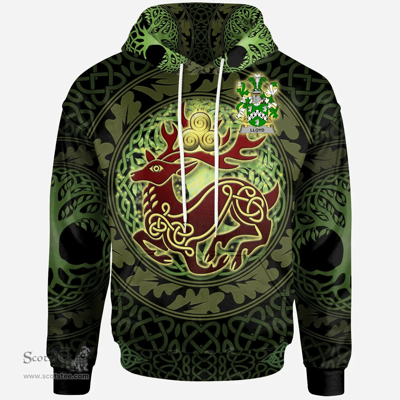 ScotsTee Shop Irish Lloyd Coat of Arms Family Crest Ireland Hoodie The God of The Forest Hoodie