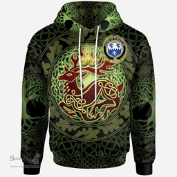ScotsTee Shop Irish House of O'SCANLAN (Munster) Coat of Arms Family Crest Ireland Hoodie The God of The Forest Hoodie