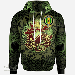 ScotsTee Shop Irish House of O'HARA Coat of Arms Family Crest Ireland Hoodie The God of The Forest Hoodie
