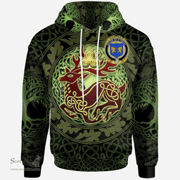 ScotsTee Shop Irish House of O'TREHY (Troy) Coat of Arms Family Crest Ireland Hoodie The God of The Forest Hoodie
