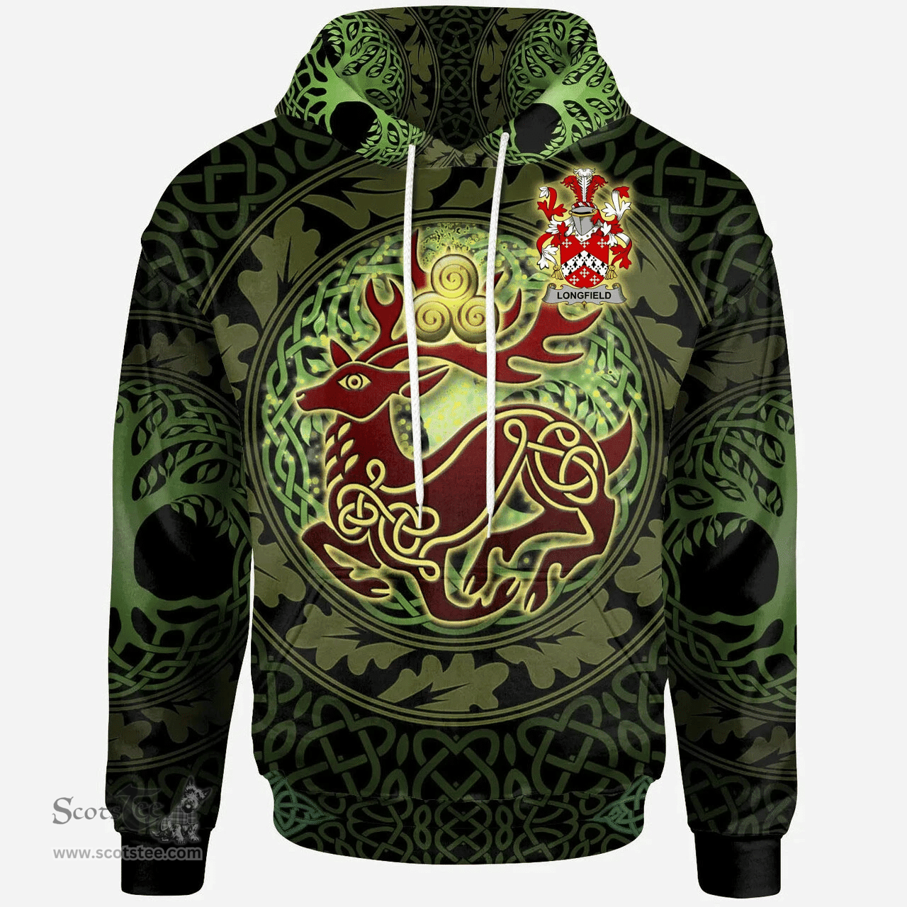 ScotsTee Shop Irish Longfield Coat of Arms Family Crest Ireland Hoodie The God of The Forest Hoodie
