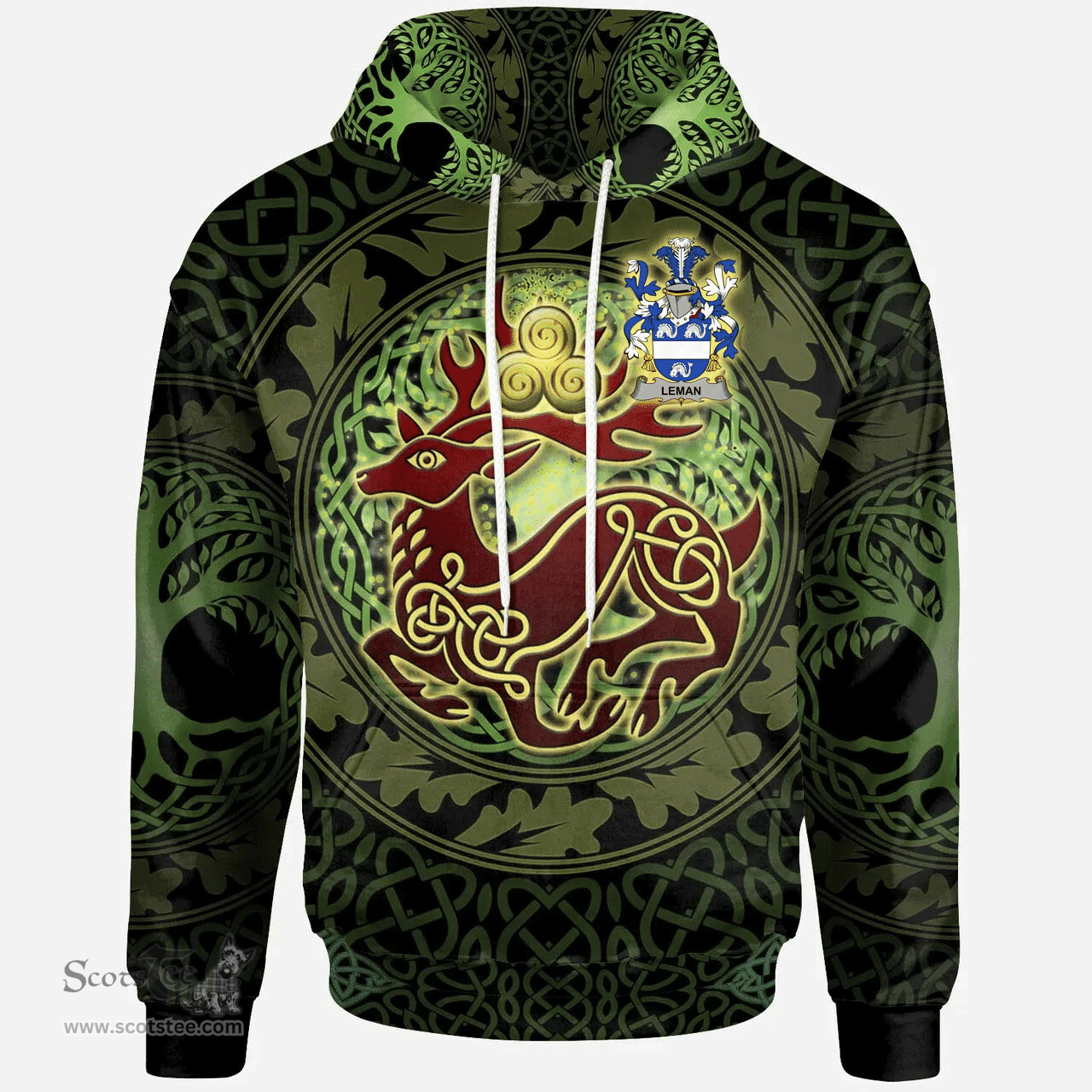 ScotsTee Shop Irish Leman or Lemon Coat of Arms Family Crest Ireland Hoodie The God of The Forest Hoodie
