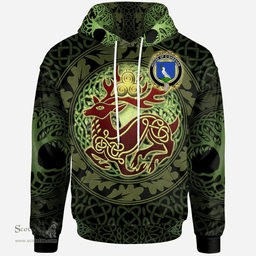 ScotsTee Shop Irish House of O'SHEEHAN Coat of Arms Family Crest Ireland Hoodie The God of The Forest Hoodie