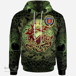 ScotsTee Shop Irish House of O'MEARA Coat of Arms Family Crest Ireland Hoodie The God of The Forest Hoodie
