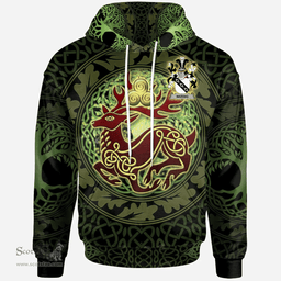 ScotsTee Shop Irish Waring Coat of Arms Family Crest Ireland Hoodie The God of The Forest Hoodie