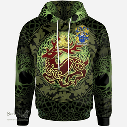 ScotsTee Shop Irish Stevenson Coat of Arms Family Crest Ireland Hoodie The God of The Forest Hoodie