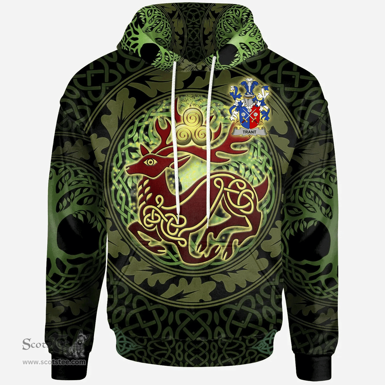 ScotsTee Shop Irish Trant or Trent Coat of Arms Family Crest Ireland Hoodie The God of The Forest Hoodie