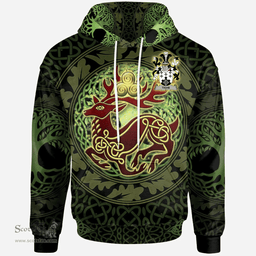 ScotsTee Shop Irish Tighe or O'Teague Coat of Arms Family Crest Ireland Hoodie The God of The Forest Hoodie