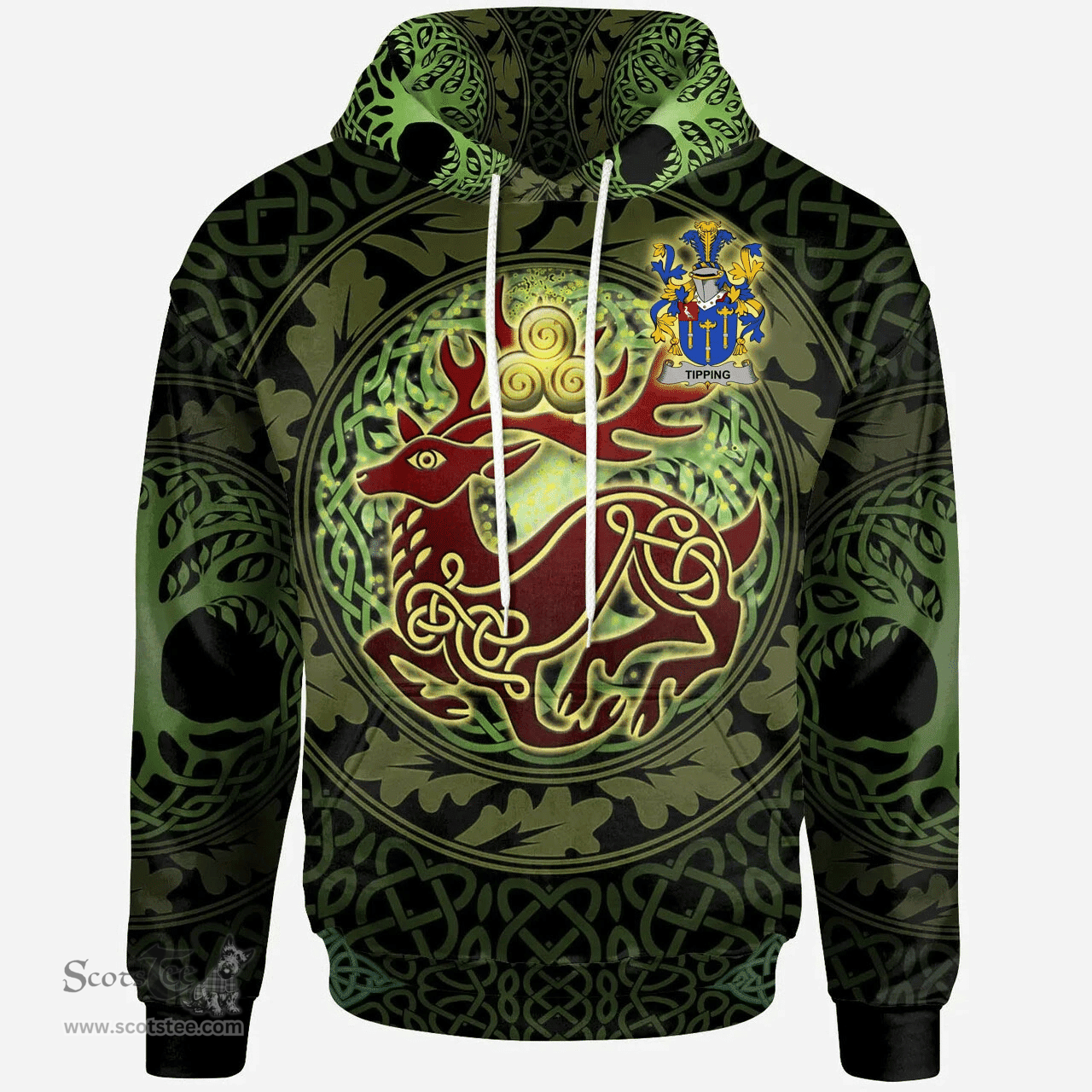 ScotsTee Shop Irish Tipping Coat of Arms Family Crest Ireland Hoodie The God of The Forest Hoodie