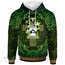 ScotsTee Shop Irish Balfour Coat of Arms Family Crest Ireland Hoodie Celtic Cross Shamrock Patterns
