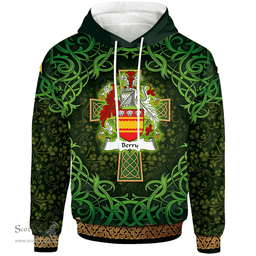 ScotsTee Shop Irish Berry Coat of Arms Family Crest Ireland Hoodie Celtic Cross Shamrock Patterns