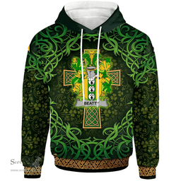 ScotsTee Shop Irish Beatty or Betagh Coat of Arms Family Crest Ireland Hoodie Celtic Cross Shamrock Patterns