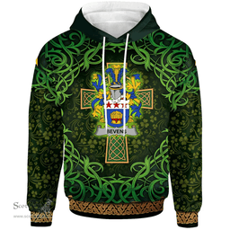 ScotsTee Shop Irish Bevens Coat of Arms Family Crest Ireland Hoodie Celtic Cross Shamrock Patterns