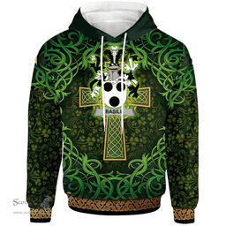 ScotsTee Shop Irish Basile Coat of Arms Family Crest Ireland Hoodie Celtic Cross Shamrock Patterns