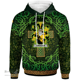 ScotsTee Shop Irish Abraham Coat of Arms Family Crest Ireland Hoodie Celtic Cross Shamrock Patterns