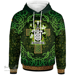 ScotsTee Shop Irish Beresford Coat of Arms Family Crest Ireland Hoodie Celtic Cross Shamrock Patterns