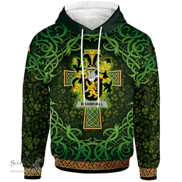 ScotsTee Shop Irish Bramhall Coat of Arms Family Crest Ireland Hoodie Celtic Cross Shamrock Patterns