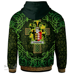 ScotsTee Shop Irish Considine or McConsidine Coat of Arms Family Crest Ireland Hoodie Celtic Cross Shamrock Patterns