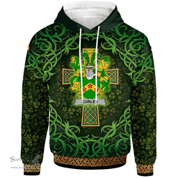 ScotsTee Shop Irish Curley or McTurley Coat of Arms Family Crest Ireland Hoodie Celtic Cross Shamrock Patterns