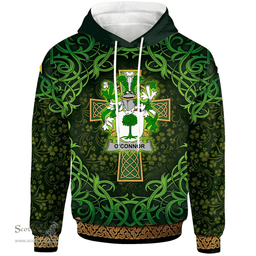 ScotsTee Shop Irish Connor or O'Connor (Don) Coat of Arms Family Crest Ireland Hoodie Celtic Cross Shamrock Patterns
