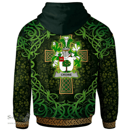 ScotsTee Shop Irish Crowe or McEnchroe Coat of Arms Family Crest Ireland Hoodie Celtic Cross Shamrock Patterns