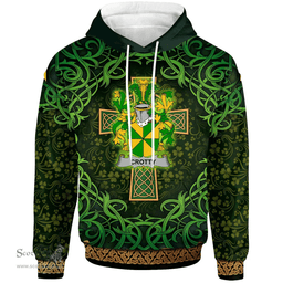ScotsTee Shop Irish Crotty or O'Crotty Coat of Arms Family Crest Ireland Hoodie Celtic Cross Shamrock Patterns