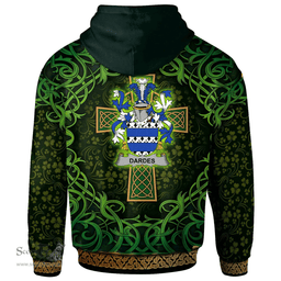 ScotsTee Shop Irish Dardes or Dardis Coat of Arms Family Crest Ireland Hoodie Celtic Cross Shamrock Patterns