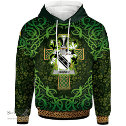 ScotsTee Shop Irish Dawney or Dawnay Coat of Arms Family Crest Ireland Hoodie Celtic Cross Shamrock Patterns