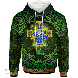 ScotsTee Shop Irish Dinneen or O'Dinneen Coat of Arms Family Crest Ireland Hoodie Celtic Cross Shamrock Patterns