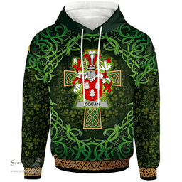 ScotsTee Shop Irish Cogan or O'Cogan Coat of Arms Family Crest Ireland Hoodie Celtic Cross Shamrock Patterns