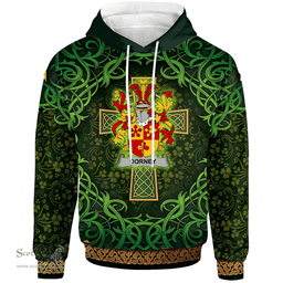 ScotsTee Shop Irish Dorney or O'Dorney Coat of Arms Family Crest Ireland Hoodie Celtic Cross Shamrock Patterns