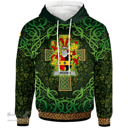 ScotsTee Shop Irish Broder or O'Broder Coat of Arms Family Crest Ireland Hoodie Celtic Cross Shamrock Patterns
