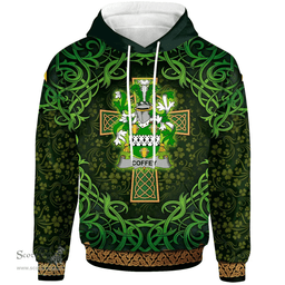ScotsTee Shop Irish Coffey or O'Coffey Coat of Arms Family Crest Ireland Hoodie Celtic Cross Shamrock Patterns