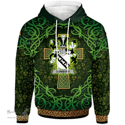 ScotsTee Shop Irish Bunbury Coat of Arms Family Crest Ireland Hoodie Celtic Cross Shamrock Patterns