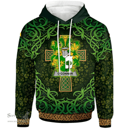 ScotsTee Shop Irish Connor or O'Connor (Sligo) Coat of Arms Family Crest Ireland Hoodie Celtic Cross Shamrock Patterns